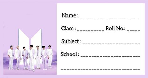 Contains 8 different name tags/slips (BTS version, RM version, Jin version, Suga version, Jhope version, Jimin version, V version, Jungkook version)
Theme is based on their Japanese album - BTS THE BEST
It consists of Name, Class, Roll No., Subject, School (based on Indian name slips). Follow for more such content Name Slip Background For School, Name Slip Background, Name Slips For Notebook, Notebook Name Labels Aesthetic, Bts Stationary, Kpop Stationary, Name Slip, Kids School Labels, School Stickers Labels