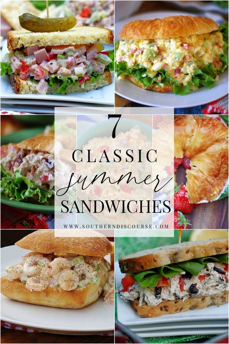 Southern Lunch Ideas, Summer Sandwich Recipes, Southern Discourse, Recipes Southern, Summer Sandwiches, Cold Sandwiches, Dinner Sandwiches, Hot Sandwich, Best Comfort Food