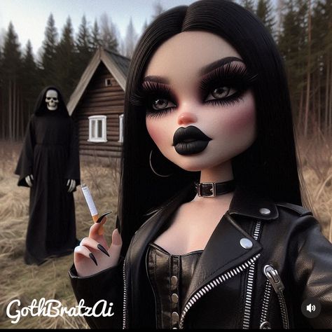 Bratz Pfp Cartoon, Goth Bratz, Bratz Doll Art, Staff Anime, Bratz Pfp, Alt Baddie, Goth Barbie, Goth Pfp, Chica Dark