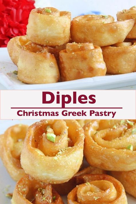 Diples Greek Pastry Greek Pastry, Greek Pastries, Macedonian Food, Cookie Cookbook, Greek Sweets, Greek Desserts, Greek Flavors, Honey Syrup, Greek Dishes