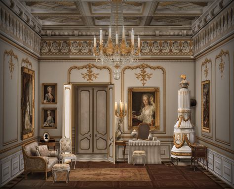 Sims 4 Palace Interior, Sims 4 Palace, Noble Aesthetic, Sims 4 Cc Furniture Living Rooms, Royal Bathroom, Royal Room, Royal Bedroom, Rococo Furniture, Sims Medieval