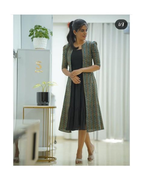 Frocks With Jackets, Shrug Dress Design, Frock With Shrug, Aline Frocks For Women, Kurthi Models Latest, Click Chemistry, Aline Frock, Lehenga Designs Latest, Shrug Dress