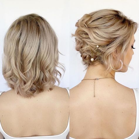 30 Updos for Short Hair to Feel Inspired & Confident in 2020 - Hair Adviser Shoulder Length Updo, Sanggul Modern, Medium Length Updo, Short Hairstyles Fine, Short Hair Bun, Mother Of The Bride Hair, Chin Length Hair, Short Wedding Hair, Penteado Cabelo Curto