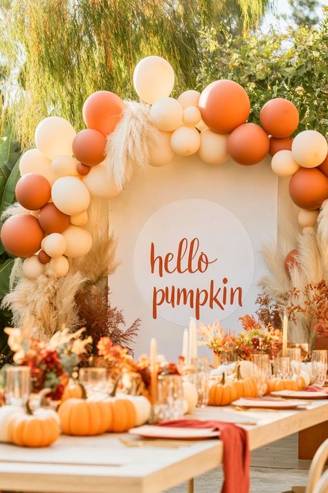 How charming is this fall dining setup for a baby shower? I love the mix of mini pumpkins and fall flowers scattered across the table—it’s simple yet elegant. This gender-neutral design works perfectly for a late fall gathering to celebrate your little one. Let’s create a warm, inviting atmosphere that everyone will enjoy! Little Pumpkin Baby Shower Theme, Pumpkin Baby Shower Theme, Gender Neutral Baby Shower Themes, Fall Baby Shower Ideas, Fall Baby Shower Themes, Baby Shower Themes For Boys, Autumn Dining, Fall Gathering, Pumpkin Baby