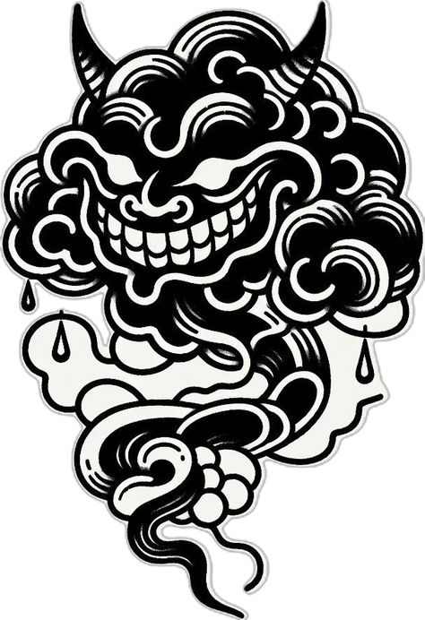 Japanese Tattoo Simple, Tattoo Crane, Japanese Wave Tattoos, Traditional Tattoo Stencils, Hellboy Tattoo, Traditional Tattoo Old School, Traditional Tattoo Designs, Tattoo Design Tattoo, Cloud Tattoo