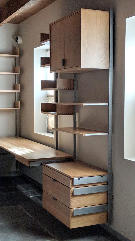 Wall Mounted Furniture, Flexible Furniture Design, Modular Storage System, Modular Wall System, Adjustable Wall Shelving, Closet Workshop, Modular Home Office Furniture, Modular Wall Shelf, Minimalist Wood Furniture