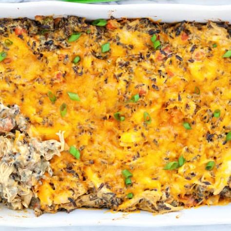 Chicken Wild Rice Casserole - i am baker Sausage Wild Rice, Healthy Pot Pie, Chicken And Wild Rice Casserole, Chicken Wild Rice Casserole, Ramen Recipes Easy, Chicken Wild Rice, Wild Rice Recipes, Wild Rice Casserole, Comfort Food Chicken