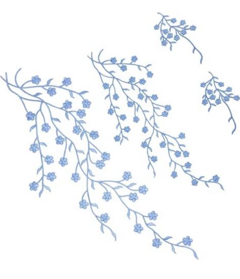 Embroidery Vines, Embroidery Flower Dress, Blue Flower Embroidery, Craft Decoration, Flower Patch, Flower Leaf, Embroidered Crewneck, Blue Embroidery, Sewing Design