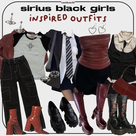 Rockstar Gf Aesthetic Outfits Casual, Sirius Black Outfit Inspiration, Fem Sirius Black Outfits, 80s Rock Outfits Women, Dark 70s Fashion, Rockstar Gf Outfit Aesthetic, Sirius Black Outfit Style, Sirius Black Inspired Outfits, Sirius Black Aesthetic Outfit