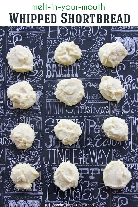 These Whipped Shortbread Cookies are so buttery, light and fluffy!  A classic holiday cookie. Whipped Shortbread, Whipped Shortbread Cookies, Pretty Life, Shortbread Recipes, Best Christmas Cookies, Xmas Cookies, Classic Cookies, The Suburbs, Easy Cookie Recipes