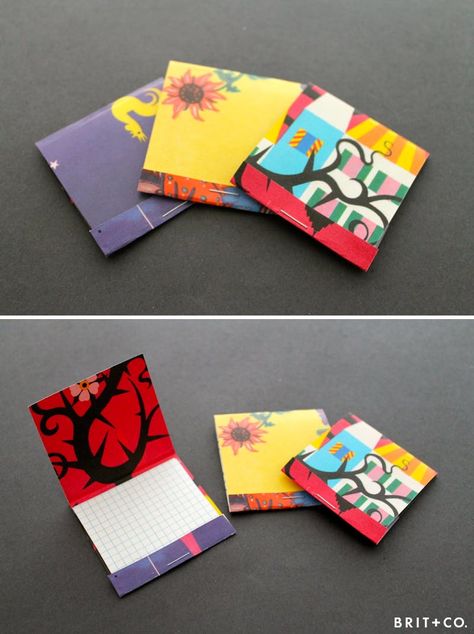 DIY Basics: The Matchbook Notebook Matchbook Notepad Diy, Matchbook Crafts, Diy Matchbook, Matchbook Notepads, Book Binding Methods, Easy Recycled Crafts, Notebook Diy, Match Book, Bookmaking