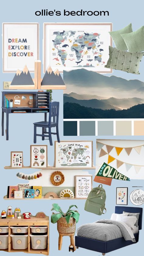 #boysbedroom #adventure #mountain bedroom. Vintage Explorer Bedroom, Camping Theme Bedroom Boys, Outdoors Themed Bedroom, Adventure Theme Room, Adventure Theme Bedroom, Boy Adventure Room, Traveler Room, Camping Theme Bedroom, Outdoor Themed Bedroom