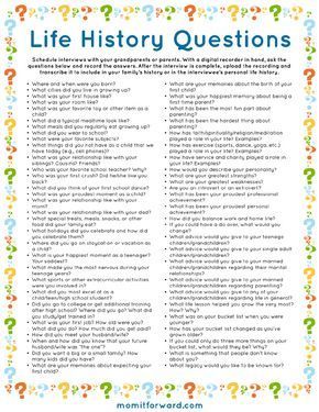 Family History Questions, Family History Printables, Family History Projects, History Questions, Family History Book, To Do List Printable, Journal Questions, Memoir Writing, Grandparenting