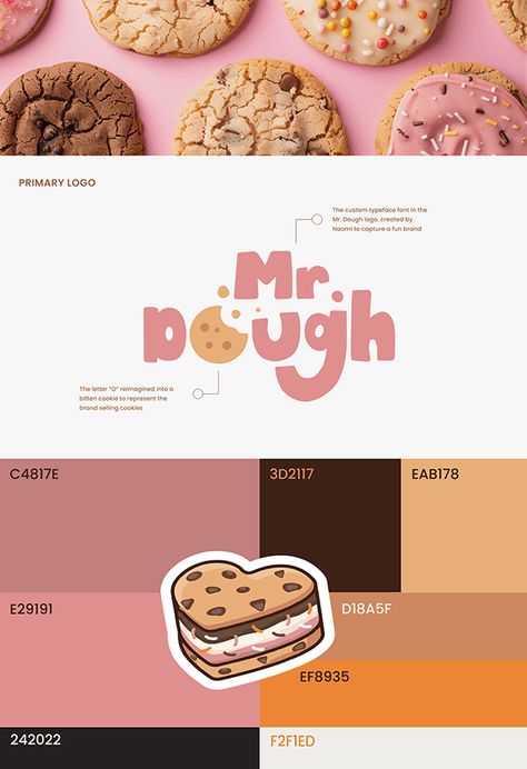 A cookie brand logo and brand identity Cookie Branding Design, Cookie Branding, Cookies Brand, Cookie Logo, Cookies Logo, Dough Cookie, Salty Cookies, Cookies Branding, Ice Cream Cookie Sandwich