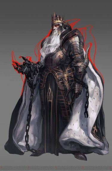 King Rhun, Founder of the Kingdom of Rhunador Undead King Art, Mad King Art, Evil King Drawing, Evil King Concept Art, Lich Character Art, King Design Character, Evil King Fantasy Art, Dark Mage Character Design, Fantasy Evil King