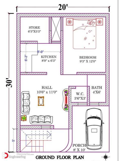 41+ Elegant Home Plan Design Ideas - Engineering Discoveries 20 X 30 Floor Plan Layout, Type Of Drawing, Mini House Plans, One Floor House Plans, 20x30 House Plans, Budget House Plans, 20x40 House Plans, 30x40 House Plans, Bungalow Floor Plans