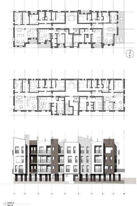 Residential Building Plan, Social Housing Architecture, Housing Plans, Hotel Floor Plan, Hotel Plan, Apartment Floor Plans, Architectural Floor Plans, Apartment Buildings, Apartment Architecture