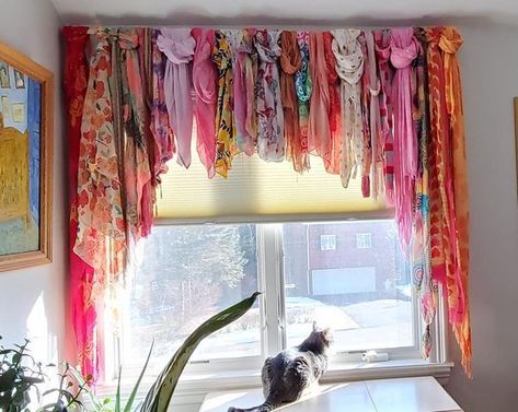 Rag Curtains, Scarf Curtains, Hippie Curtains, Ribbon Curtain, Rideaux Boho, Hippie Bedroom Decor, Hippie Bedroom, Hippie Homes, Shabby Chic Curtains