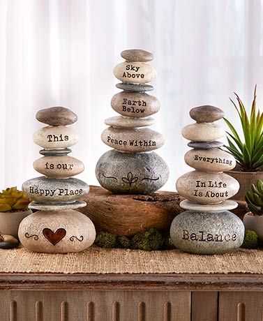 Stacked Sentiment Rock Figurines in 2022 | Rock decor, Rock crafts, Painted rocks craft Tabletop Shelf, Deco Nature, Painted Rocks Craft, Rock Painting Patterns, Rock Decor, Stone Pictures, Rock Painting Designs, Stone Crafts, Tabletop Decor