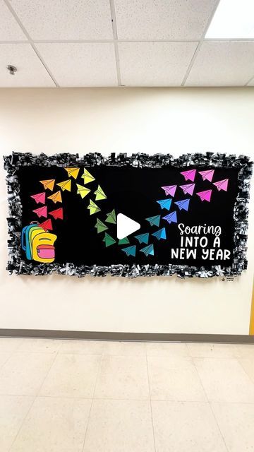 Stephanie Osmundson & Loreal Hemenway on Instagram: "SOAR into a new school year with COLOR 🌈🎒✨ We loveee this bulletin board kit because it reminds us that we are getting ready to TAKE OFF with another group of students and they are going to FLY TO NEW HEIGHTS!  This resource comes with editable paper airplanes in two different sizes, a writing prompt option, a projectable backpack, or a poster print version in color, and bulletin board letters!!   Comment “SOAR” for a link to this Back to School resource 🔗🔗🔗💕  #backtoschool #bts #truckerhat #trendalert #iteach #iteachtoo #teacherspayteachers #teachersfollowteachers #firstdayofschool #bulletinboardidea #bulletinboard" Start Of The School Year Bulletin Boards, Begining School Year Bulletin Boards, Bulletin Boards To Leave Up All Year, Colorful Year Bulletin Board, Soar To New Heights Bulletin Board, Welcome Back To School Bulletin Boards With Student Names, Bulleting Board Welcome Back, Welcome Boards, Beginning Of Year