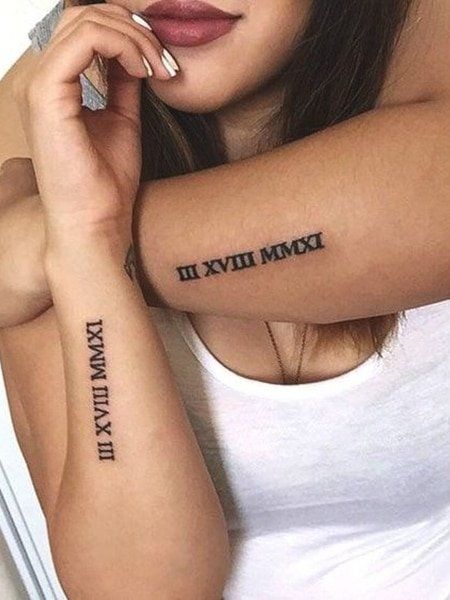 Roman Numeral Tattoo, Numeral Tattoo, 16 Tattoo, Cute Couple Tattoos, Couple Matching Tattoo, Roman Numeral Tattoos, Relationship Tattoos, Couple Tattoos Unique, Tattoo Trend