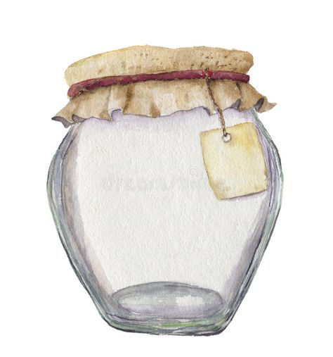 Jar Illustration, Jar Watercolor, Jam Label, Background For Design, Sketch Journal, Empty Jar, Design Paper, Design Textile, Jam Jar