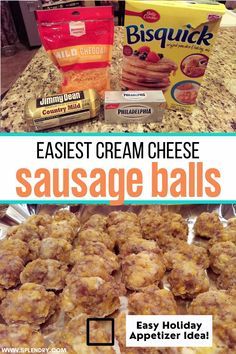 One of the easiest, and most delicious appetizers around, these Cream Cheese Sausage Balls will be a hit! Using Bisquick, sausage, cream cheese, and cheese, these take just minutes to make and are a great snack for parties, holidays, or anytime at all! #appetizers #easyrecipes #holidayrecipes Easy Sausage Balls, Easy Sausage Balls Recipes, Bisquick Sausage, Cheese Sausage Balls, Cream Cheese Sausage, Sausage Cream Cheese, Cream Cheese Sausage Balls, Sausage Balls Recipe, Easy Finger Food