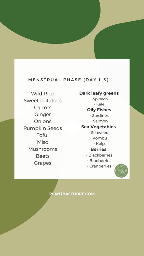 Eating For Your Menstrual Cycle — Plant Based Bre Pmdd Symptoms, Cycling Food, Menstrual Phase, Hormonal Birth Control, Hormonal Health, Sweet Potato Kale, Cycle Syncing, Sweet Potato Spinach, Sea Vegetables