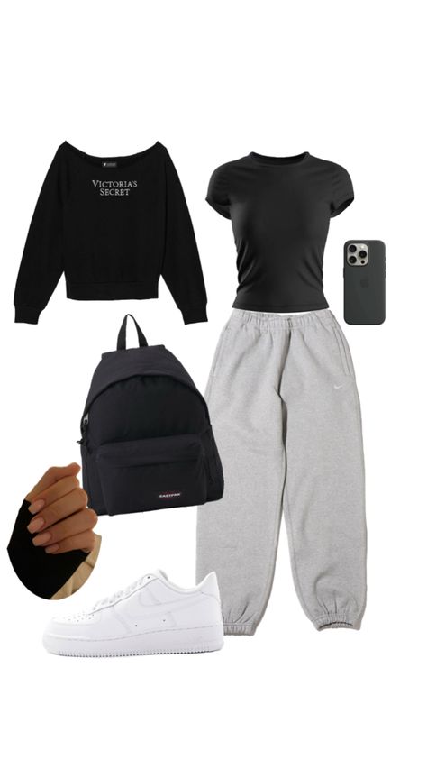 Dark Grey Hoodie Outfit, How To Style Gray Sweatpants, Sweatpants And Hoodie Outfit, Grey Sweats Outfit, Grey Sweatpants Outfit, Gray Hoodie Outfit, Gray Sweatpants Outfit, Uni Fits, Dark Grey Hoodie