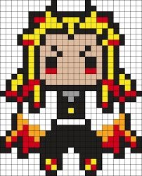 Chibi Genshin, Anime Pixel, Easy Pixel Art, 8bit Art, Pixel Art Templates, Pixel Drawing, Images Kawaii, Diy Perler Bead Crafts, Pixel Art Grid