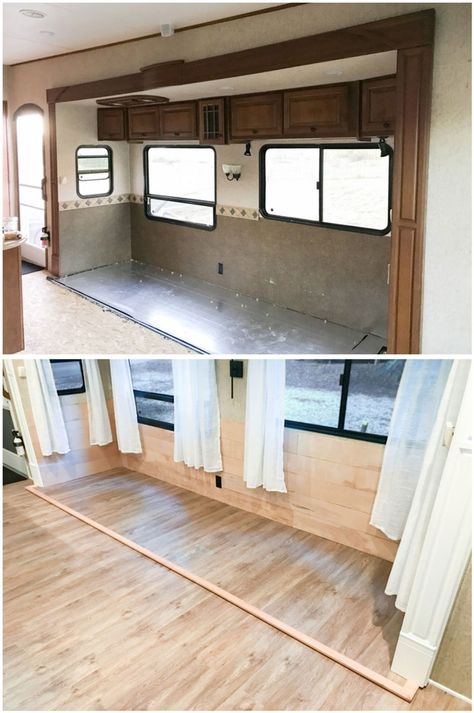 Camper Flooring, Motorhome Remodel, Trailer Renovation, 5th Wheel Camper, Rv Interior Remodel, Camper Trailer Remodel, Camper Hacks, Diy Camper Remodel, Rv Homes