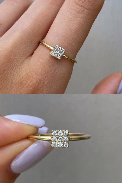 Dainty diamonds Ring. Gold ring with brilliant diamonds weight 0.13 carat in a square shape. A delicate ring to add sparkle to your daily look. You can choose which color of 14K/18K gold you want - yellow gold, red gold or white gold. Square Diamond Ring, Gold Ring Jewelry, Stunning Rings, Square Diamond Rings, Dainty Diamond Ring, Engagement Rings Couple, Gold Color Ring, Jewelry Appraisal, Pave Diamond Ring