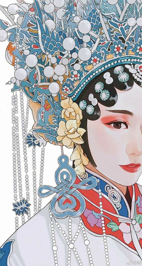 Asian Illustration, Chinese Artwork, Chinese Opera, A Night At The Opera, Chinese Art Painting, Geisha Art, Asian Painting, Chinese Art Girl, My Art Studio