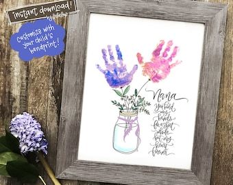 Grandparent Handprint Gifts, Handprint Gifts, Handprint Craft, Footprint Art, Flower Stems, Handprint Art, A Font, Baby Hands, Mothers Day Crafts