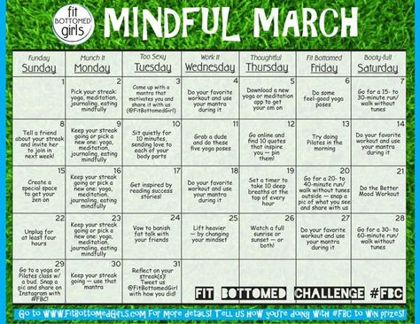 Announcing the March Fit Bottomed Challenge: Get Mindful! March Fitness Challenge, March Workout, Wellness Challenge, Health Pictures, 21 Day Challenge, Health Fitness Motivation, Health Lessons, Good Healthy Snacks, Health Challenge