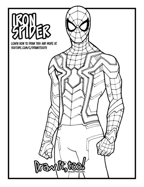 How to Draw IRON SPIDER Marvel Sketches, Spiderman Coloring Pages, Iron Spider Suit, Spider Coloring Page, Avengers Drawings, Spider Drawing, Avengers Coloring Pages, Avengers Coloring, Spiderman Coloring