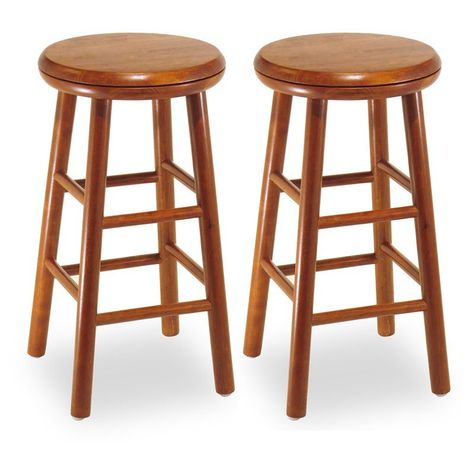 Winsome Wood 24-Inch Charger Swivel Counter Stool - Set of 2 | from hayneedle.com Kursi Bar, Backless Stools, Wooden Bar Stools, 30 Bar Stools, Home Bar Furniture, Swivel Counter Stools, Classic Kitchen, Wood Bar Stools, Swivel Stool