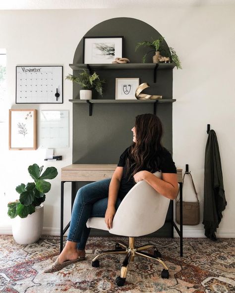 Knockdown Ceiling, Faux Cabinet, Diy Floating Desk, Tv Cords, Black Window Frames, Faux Brick Walls, Ceiling Texture, Wood Slat Wall, Black Window