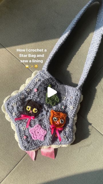 9.7K views · 2.4K likes | Lin  ₊˚⊹♡ 🇲🇾 on Instagram: "Here's a quick guide on how I crochet my star bags and sew a fabric lining inside ⭐️🫶🏻  I'm a sewing noob but this is how I usually sew my linings and it works so 🤪 i'll make a more detailed youtube tutorial eventually when I make another star bag ⭐️ I already designed it so I'm quite excited to make it soon! 👀💕  Hope you all enjoy this mini guide and good luck making your own star bags! ✨  #crochet #crochetaddict #crochetersofinstagram #crocheted #crochettutorial #crochetstarbag #crochetbag #starbag #crochety2kbag #y2kaesthetic #smallbusiness" Fabric Lining Crochet, Crochet Lining Bag, Lining A Crochet Bag, How To Sew A Lining Into A Crochet Bag, Crochet Bag Lining Tutorials, Crochet Bag With Lining, Star Bag Crochet Pattern Free, Star Sewing Pattern, Star Beanie Crochet