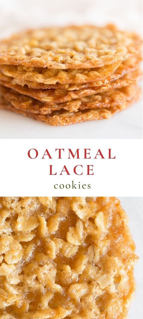 Chewy Oatmeal Cookie, Oatmeal Lace Cookies, Cookies Oatmeal, Easy To Make Cookies, Lace Cookies, Oatmeal Cookies Chewy, Make Cookies, Oatmeal Cookie, Christmas Dessert