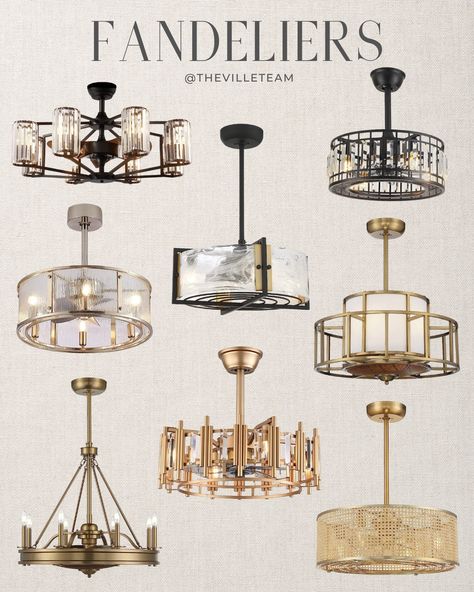 Chandelier Fan Living Room, Kitchen Fan Light, Fan Chandelier Combo Living Room, Chandelier With Fan Master Bedrooms, Cool Ceiling Fans With Lights, Extra Large Fandelier, Modern Vintage Chandelier, Ceiling Fan Chandelier Living Room, Ceiling Fan With Chandelier Light