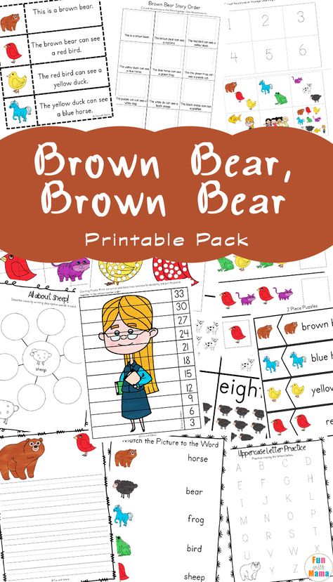 Nursery Curriculum, Brown Bear Printables, Brown Bear Brown Bear Activities, Brown Bear Book, Bear Activities, Brown Bear Brown Bear, Bear Wedding, Preschool Colors, Free Printable Activities