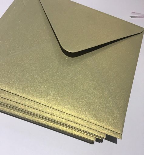 Metallic Envelopes Square Wedding Invitations, Square Envelope, Square Envelopes, Wedding Invitation Envelopes, Invitation Envelopes, Gold Shimmer, Metallic Gold, Wedding Invitation, Gold Metal