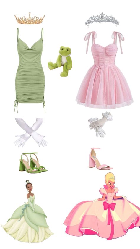 Princess Tiana Costume, Fun Halloween Outfits, Tiana Dress, Princess Inspired Outfits, Halloween Duos, Cute Group Halloween Costumes, Matching Halloween Costumes, Classy Halloween Costumes, Halloween Coustumes