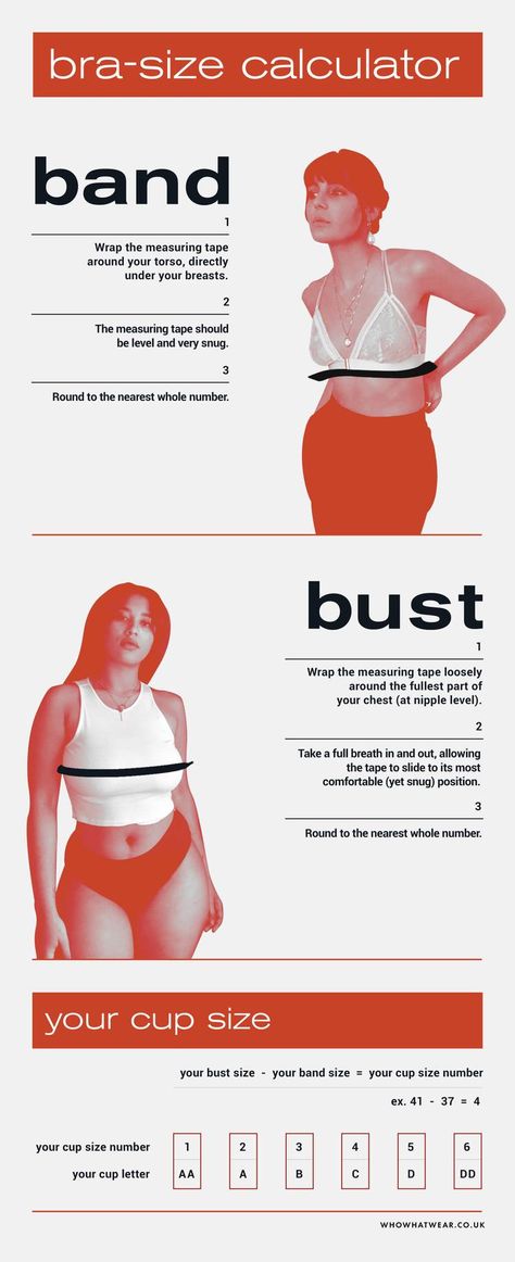 Bra-Size Calculator: How to Find Out Your Real Cup Size | Who What Wear UK Perfect Bra Fit, Correct Bra Sizing, Measure Bra Size, Bra Size Calculator, Bra Fitting Guide, Breast Workout, Bra Measurements, Pretty Bras, Bra Hacks