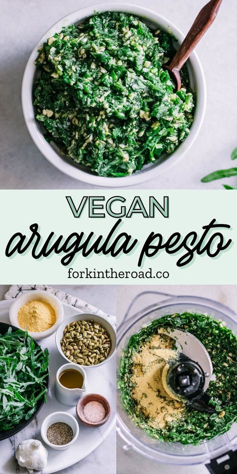 Vegan Arugula Recipes, Arugula Recipes Vegan, Cooked Arugula Recipes, Pesto Alternative, Arugula Salad Vegan, Oil Free Vegan Pesto, Vegetable Pesto, Vegan Arugula Pesto, Barilla Pesto