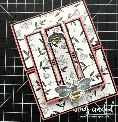 3 Crossover Fun Fold Card Ideas with Free Printable Tutorial Fun Fold Card Ideas, Iris Folding Templates, Fancy Fold Card Tutorials, Card Making Templates, Iris Folding, Bee Cards, Cricut Cards, Shaped Cards, Card Making Tutorials