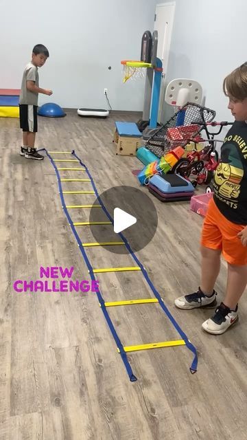 More Than A Gym on Instagram: "This duo is at it again with another great challenge! Scissor jump speed battle though the agility ladder without sacrificing accuracy!  #morethanagym #pediatricpt #pediatricphysicaltherapy #pedipt #agilityladder #scissorjump #coordination #speed #agility #challenge #challengeyourself #grossmotor #grossmotorskills #longislandmoms" Agility Ladder Drills, Reflex Integration, Ladder Workout, Pediatric Pt, Speed Games, Pediatric Physical Therapy, Nursery Activities, Gross Motor Activities, Partner Workout