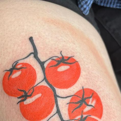 Memorial Tattoo on Instagram: "#maters by @here.2.kill . . #tomatoes #tomatoandmayo #colortattoo #tattoooftheday #tattoo #tattooideas #atlantatattooartist #memorialtattooatl" Tomato Flower Tattoo, Tomato Vine Tattoo, Tomato Tattoo, Tomato Vine, Vine Tattoos, Beautiful Tattoo, Memorial Tattoo, Red Tomato, American Traditional Tattoo