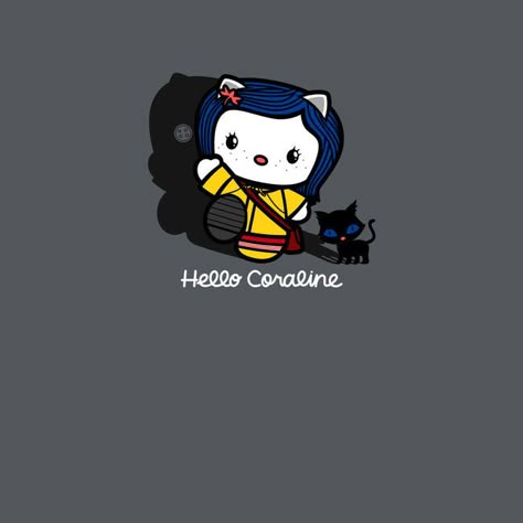 #coraline #hellokitty #cute #kawaii #kawaiistyle #pinterest #adorable Aesthetic Coraline Pfp, Coraline Hello Kitty, Hello Kitty Coraline, Coraline Cast, Cat From Coraline, Cat Coraline, Coraline Quotes, Coraline Pfp, Coraline Button Eyes